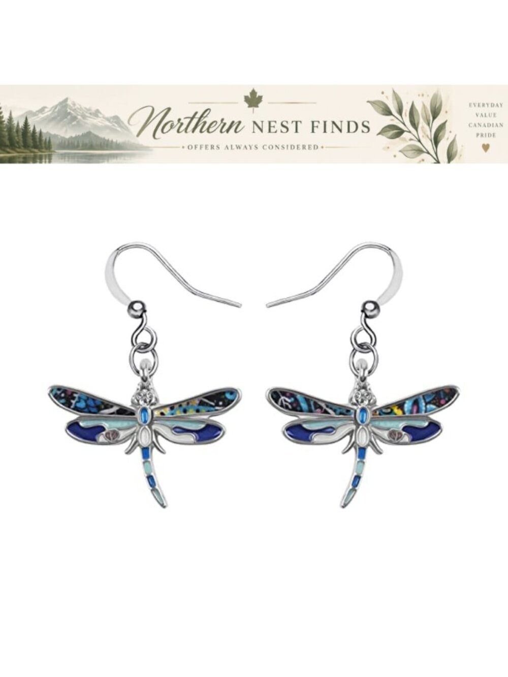 Dragonfly Drop Dangle Earrings Alloy Hypoallergenic Insect Jewelry